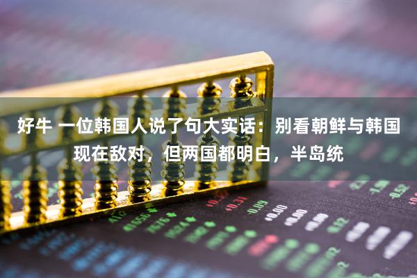好牛 一位韩国人说了句大实话:别看朝鲜与韩国现在敌对,但两国都明白,半岛统