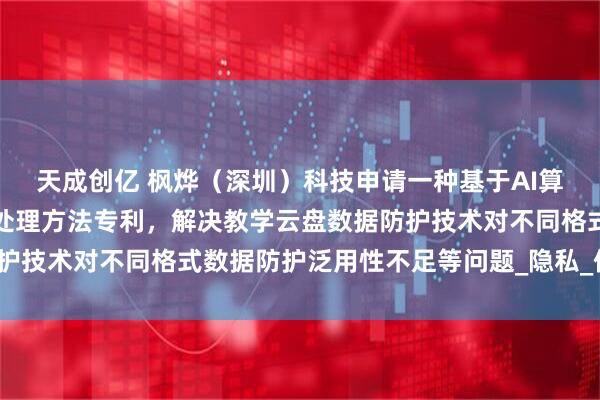 天成创亿 枫烨（深圳）科技申请一种基于AI算力架构的教学云盘数据处理方法专利，解决教学云盘数据防护技术对不同格式数据防护泛用性不足等问题_隐私_信息_企业